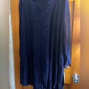 Eyeshadow- stretch lace navy blue dress/tunic 2XL